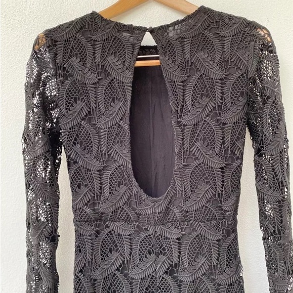 MAJE Rosane Guipure-Lace & Crepe Dress Open Back Black - Picture 2 of 7